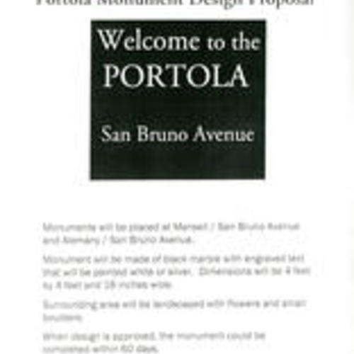 Portola Monument Design Proposal flyer
