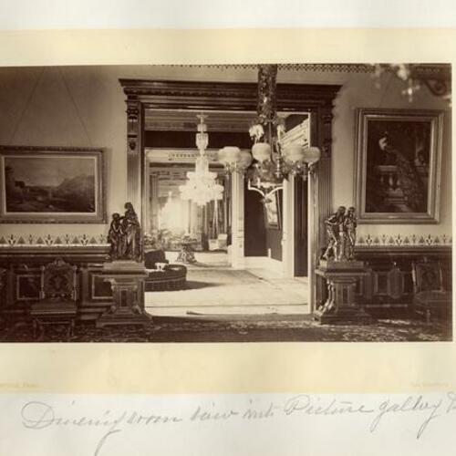 [Dining Room view into picture gallery and salon of Leland Stanford's House in San Francisco built 1876]