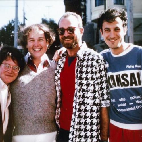 [Two gay couples on Divisadero and Waller Streets in 1985]