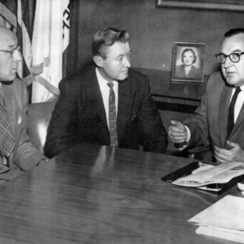 [Governor Edmund Brown with Sen. John A. Murdy Jr. and Sen. Richard Richards]