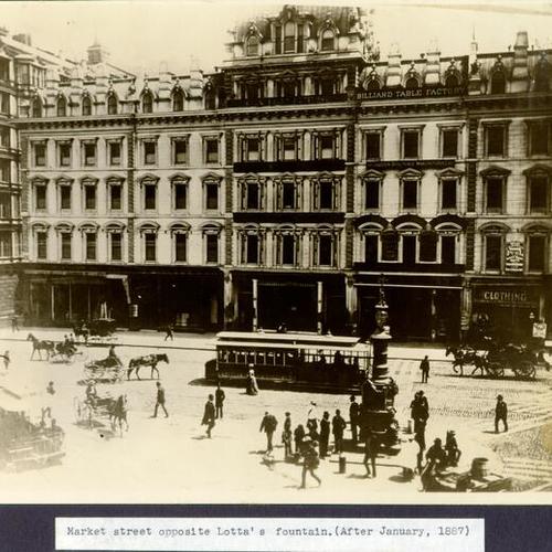 Market street opposite Lotta's fountain (after January 1887)