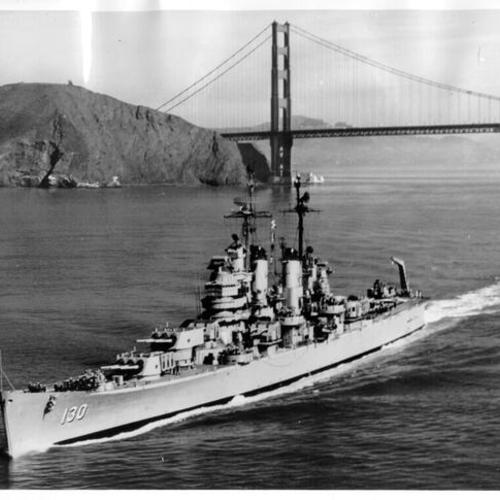 [USS Bremerton sailing out of San Francisco Bay]