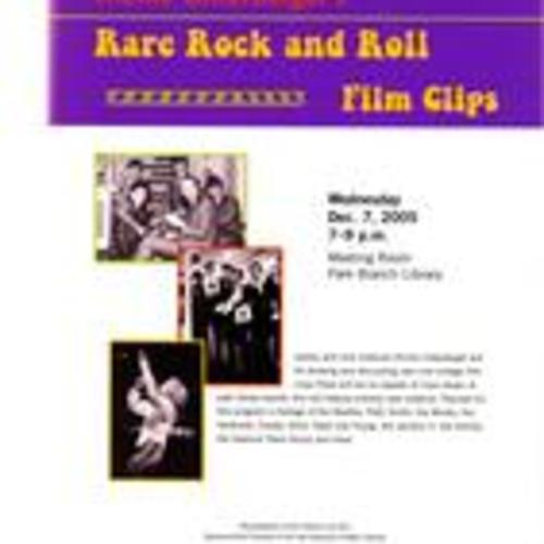 Richie Unterberger's Rare Rock and Roll Film Clips, Poster, December 2005, Park Branch