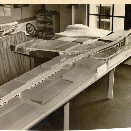 [Architect's model of an approach to the San Francisco-Oakland Bay Bridge]