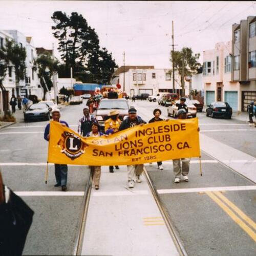 [Ocean Ingleside Lions Club at parade celebrating new Oceanview Library]