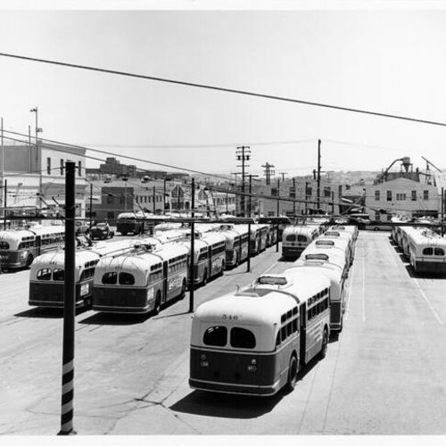 [Municipal Railway bus park at 17th Street and Bryant]