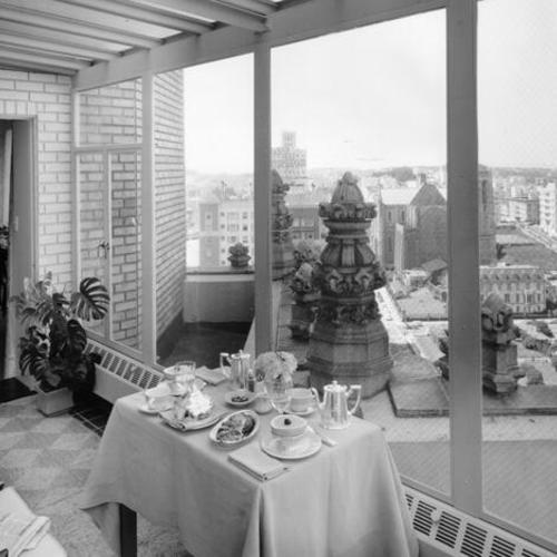 [Terrace dining area of the Royal Suite at the Mark Hopkins Hotel]