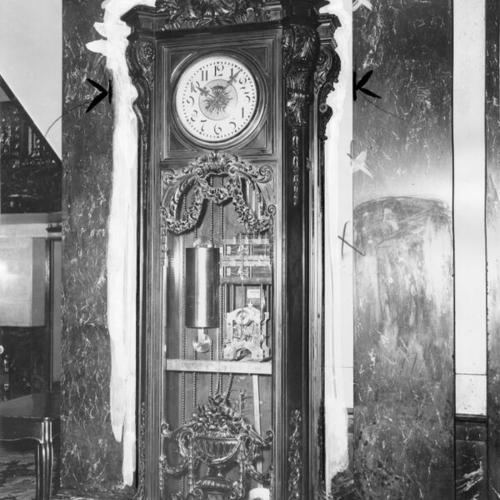 [Clock in the lobby of the St. Francis Hotel]