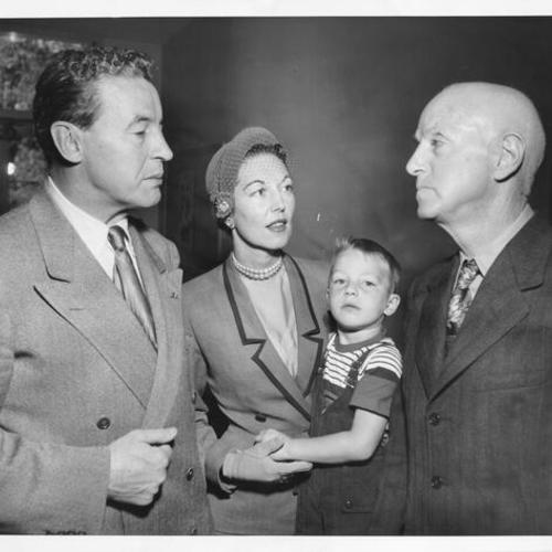 [Attorney Vincent Hallinan, Independent Progressive Party Presidential candidate,  accompanied by wife and son being informed by Inspector W.N. Murray that they can not vote unless they surrendered their absentee ballots]