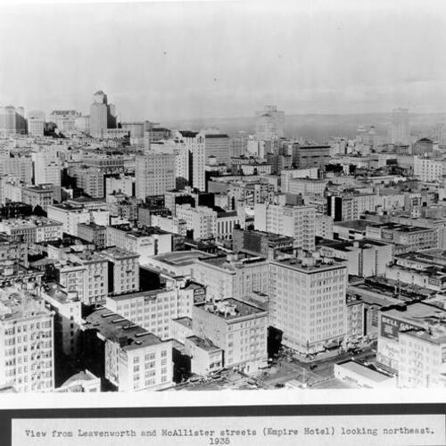 View from Leavenworth and McAllister streets (Empire Hotel) looking northeast.  1935
