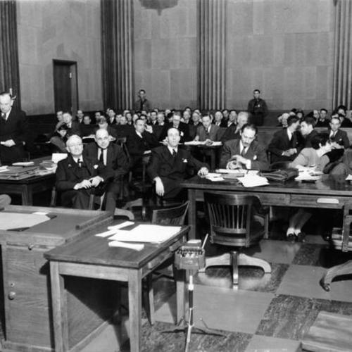 [Courtroom during Harry Bridges deportation hearing]