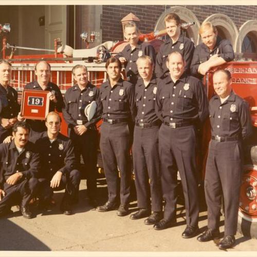 [Group photo of firemen at Engine 19 on 1300 4th Street.]