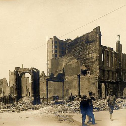 [Ruins of the Columbia Theater and St. Ann Building at Eddy and Powell streets]
