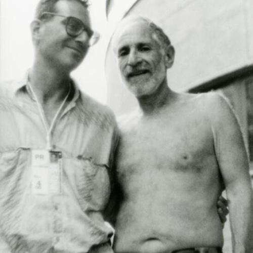 [Man with his mentor Rabbi Sandy, a Sonoma gay activist and professor of Biblical Studies at Santa Rosa Junior College, at the Gay Games in New York in 1994]
