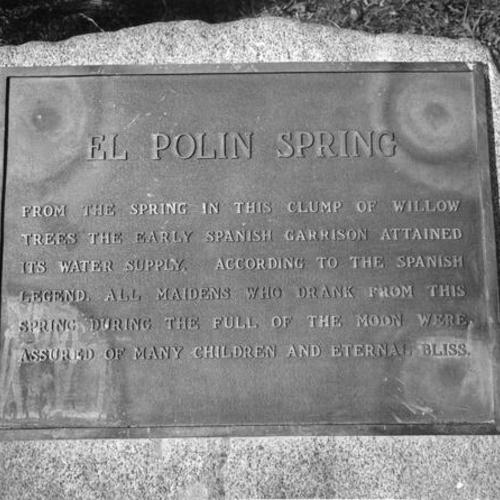 [Plaque, El Polin Springs, Presidio]