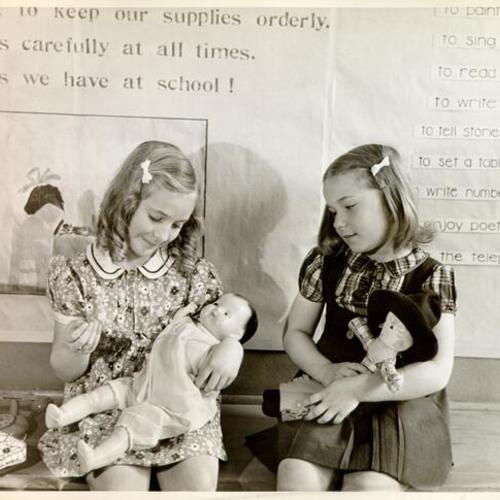 [Students Beverly Strassner and Caroline Brett at John Muir School]