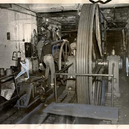 [Crew of workmen at a cable car barn]