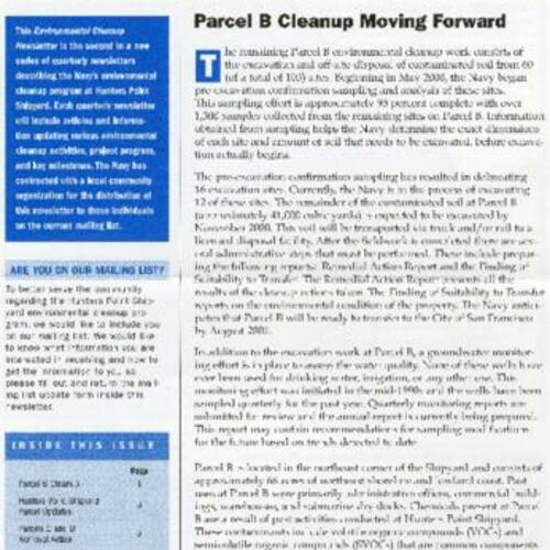 Hunters Point Shipyard-Environmental Cleanup Newsletter, September 2000