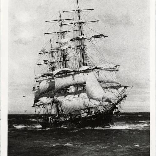 [Painting of tea clipper "Leander"]