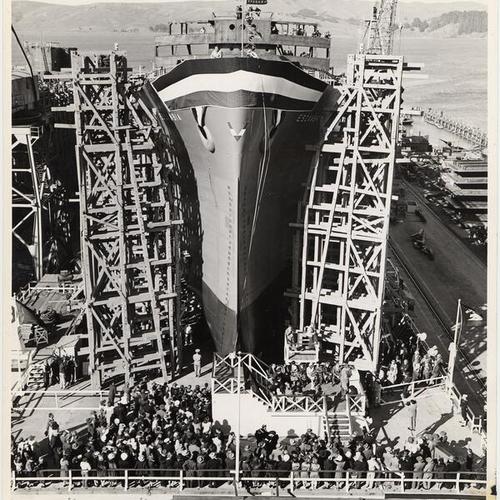 ["S.S. Escambia" launched in San Francisco Bay]