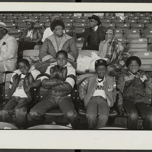 Spectators at Giants game in Candlestick Park