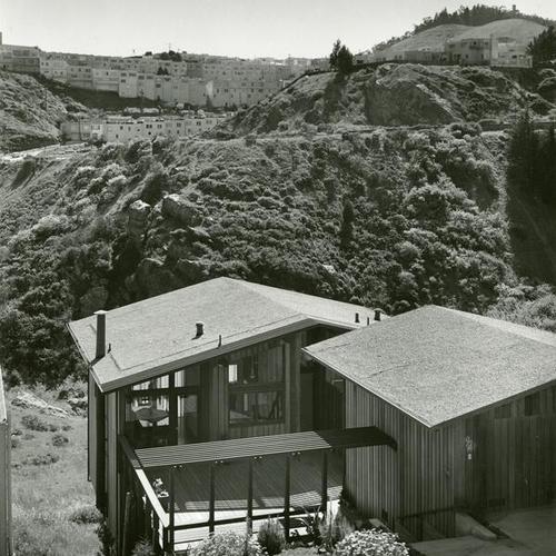 [House in Diamond Heights, hills with houses behind]