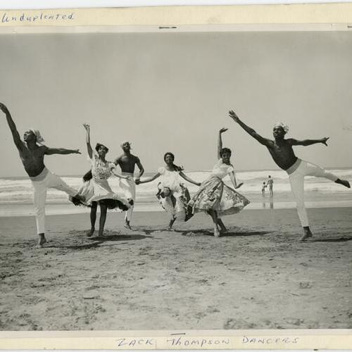 [Zack Thompson Dancers. Six dancers on Ocean Beach]