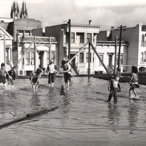 [Flooded playground at Upper Noe Valley]