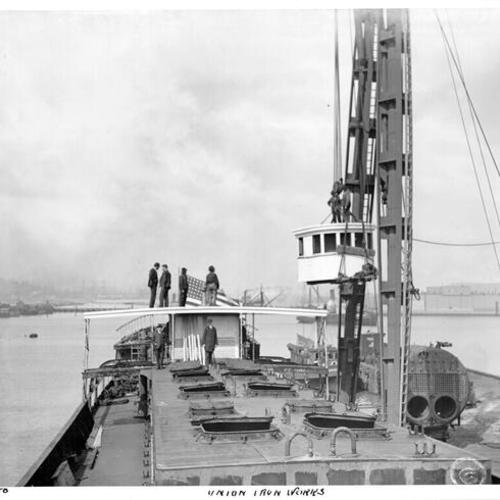 [Deck of unidentified ship under construction at Union Iron Works]