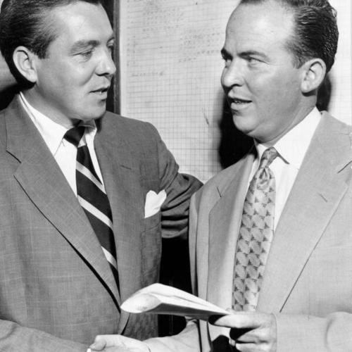 [Los Angeles businessmen Tony McLean and Bob Sherman discussing the possibility of purchasing the California Street Cable Railroad Company]