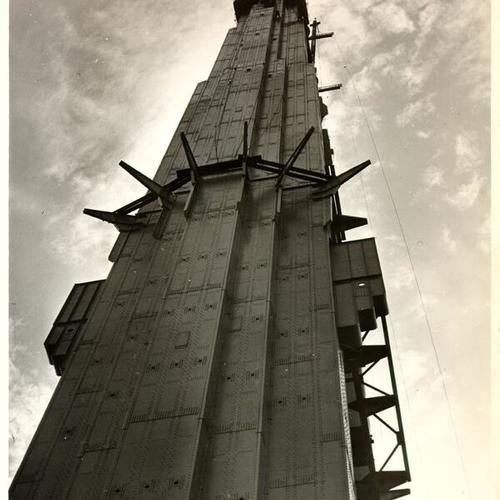 [Construction of a San Francisco-Oakland Bay Bridge tower]