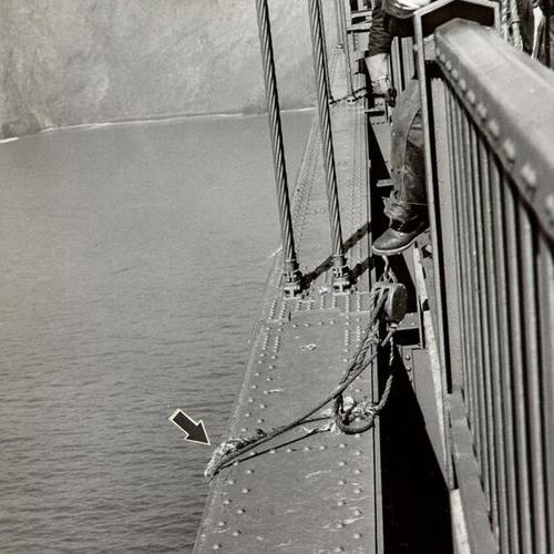 [Spot on the Golden Gate Bridge from which two iron workers fell to their deaths]