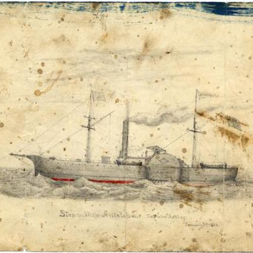 [Drawing of steamship "Antelope"]