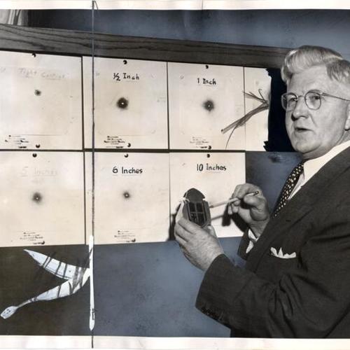 [Francis X. Latulipe, Jr. shown with exhibit presented at murder trial]