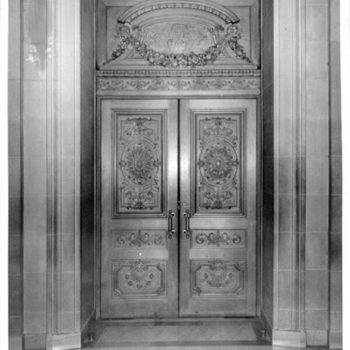Carved Door, Supervisors' Chambers, City Hall, S. F. Calif