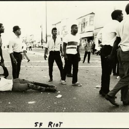 [Protesters in the 1966 Bayview-Hunters Point riots]