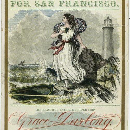 Grace Darling Clipper Ship to San Francisco sailing advertisement