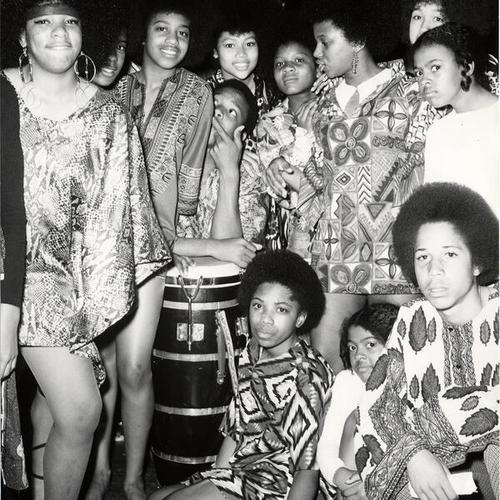 [Group of students in African costume at Aptos Junior High School]