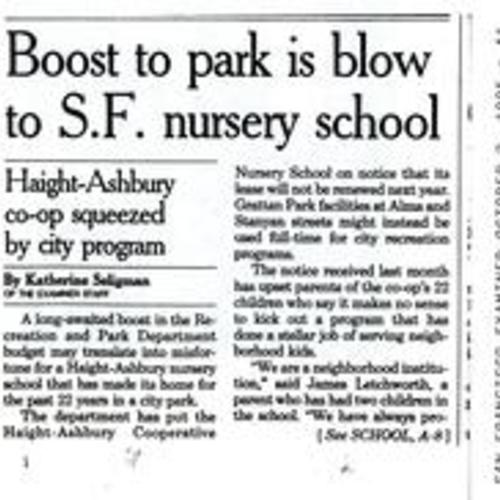 Boost to Park is Blow to..., SF Examiner, Oct. 2 1995, 1 of 2