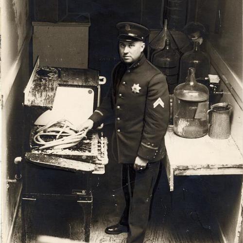 [Officer Ray O'Donnell searching a distillery plant at 1062 Pacific Ave.]