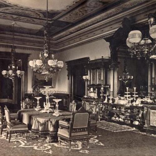 [Interior of the Leland Stanford mansion at Powell and California streets]