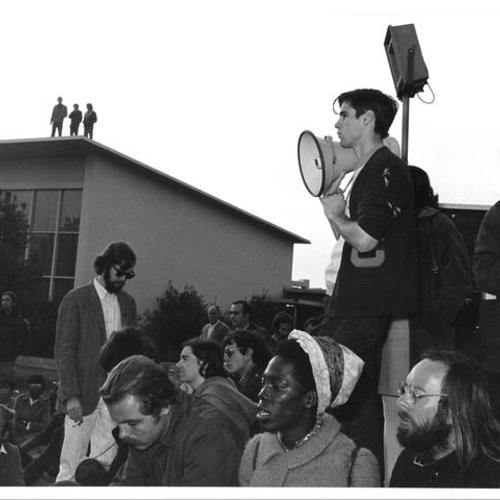 [Students at a protest rally at San Francisco State College]