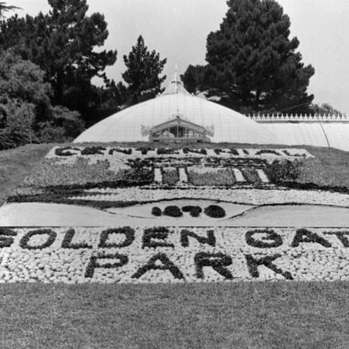 [Flower bed outside the Conservatory of Flowers commemorating the Golden Gate Park Centennial]