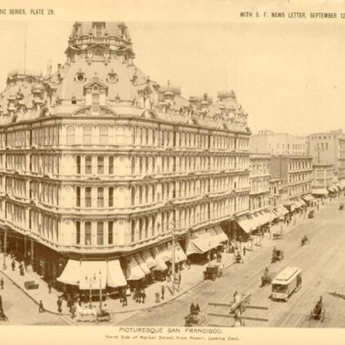 "Picturesque San Francisco," North Side of Market Street from Powell, Looking East