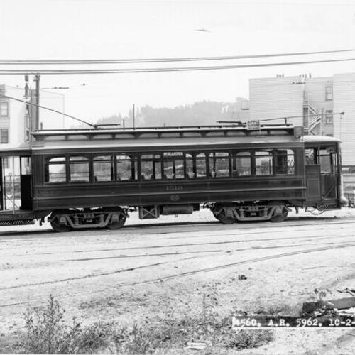 [United Railroad streetcar number 1513 at McAllister car house]