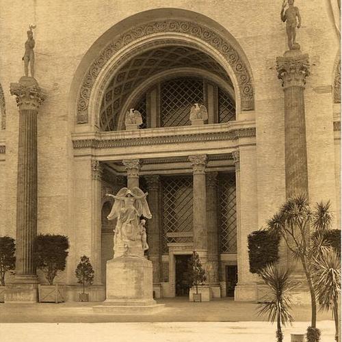 [Statue in front of Palace of Machinery]