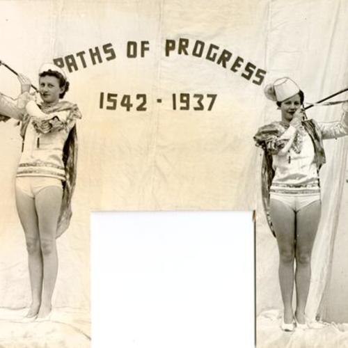 [Rita Dixon and Valerie Prescott dressed up in costumes at the Golden Gate Bridge Fiesta]