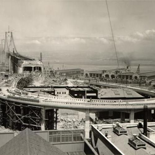 [Construction of approach to the San Francisco-Oakland Bay Bridge]