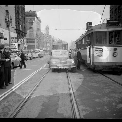 [Scene of an automobile accident at Jones and Market Streets]