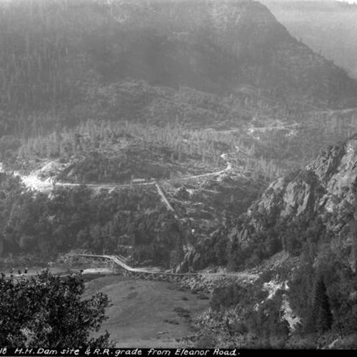 [Hetch Hetchy Railroad: H. H. Damsite and R.R. Grade from Eleanor Rd]